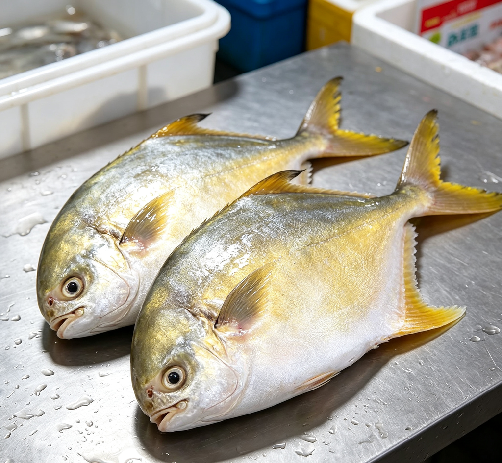 Golden pomfret close detail
