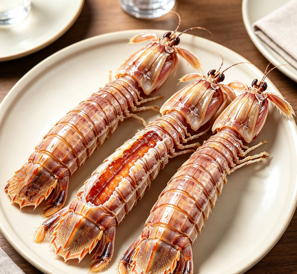 Mantis shrimp prepared for cooking
