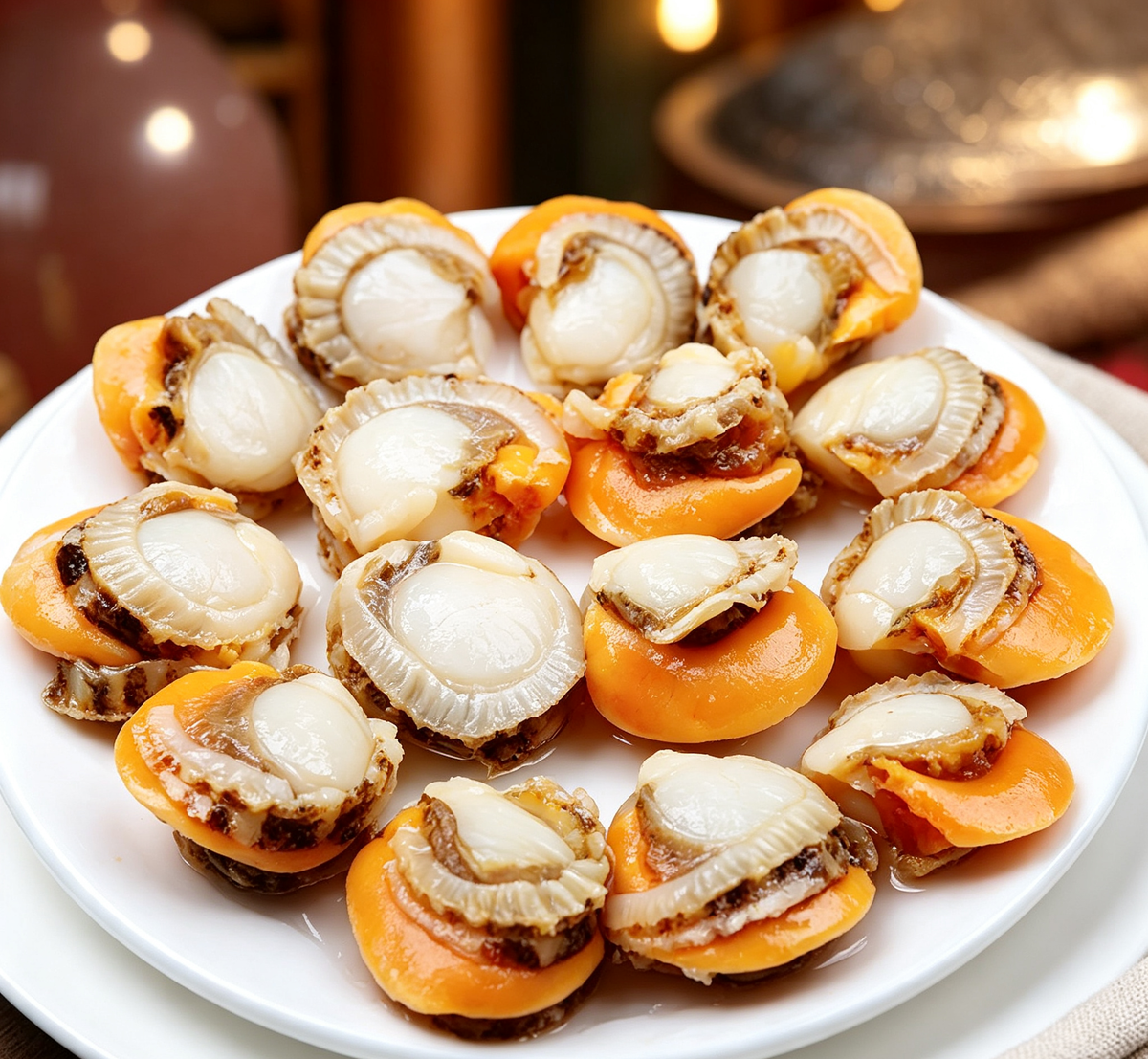 Scallop meat and roe close detail