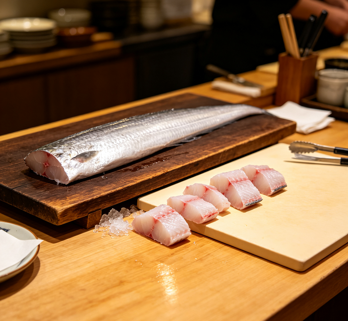 Ribbonfish slices close detail