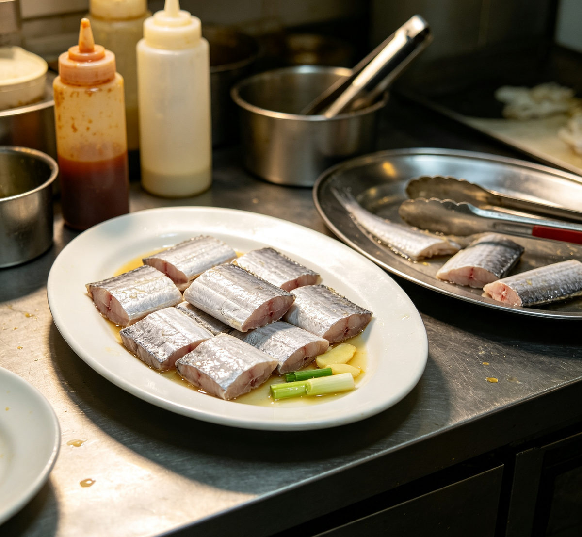 Ribbonfish portions prepared for cooking